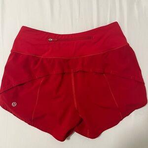 Lululemon Speed Up Mid-Rise Lined Short 4" women size 4 dark red